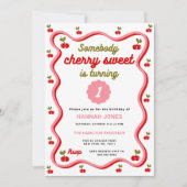 Iemand Cherry Sweet is 1 verjaardag uitnodiging (Voorkant)