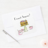 Iemand dessert? Waterverf Charlotte Coffee Vierkante Sticker (Envelop)