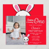 Iemand draait één Rode Foto van één verjaardag Kaart (Voorkant / Achterkant)