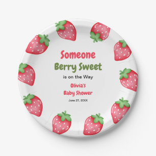 Iemand heel zoete aardbei baby shower papieren bordje