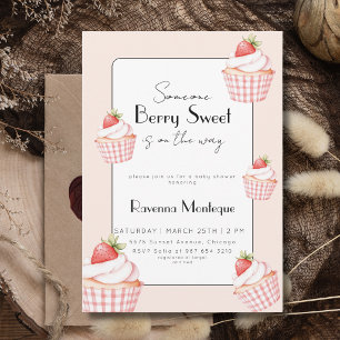 Iemand heel zoete Cupcake Aardbei Baby Shower Kaart