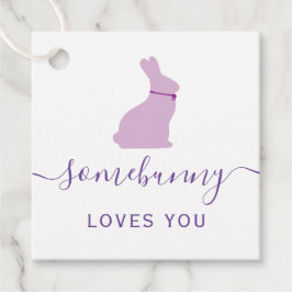 Iemand houdt van je cadeau Label, Paarse paashaas Bedankjes Labels