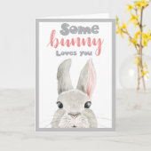 Iemand houdt van jou Bunny  Schattige waterverf gl Kaart (Gele Bloem)