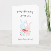 iemand houdt van romantisch konijnenpaar feestdagen kaart (Voorkant)