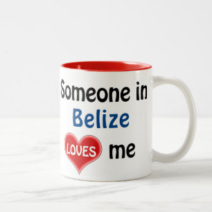 Iemand in Belize houdt van mij Tweekleurige Koffiemok