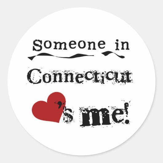 Iemand in Connecticut houdt van mij Ronde Sticker (Voorkant)
