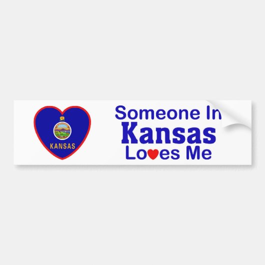 Iemand in Kansas houdt van mij Bumpersticker (Voorkant)
