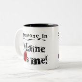 Iemand in Maine houdt van mij Tweekleurige Koffiemok (Voorkant links)