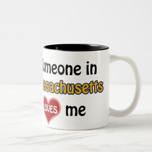 Iemand in Massachusetts houdt van mij Tweekleurige Koffiemok (Rechts)