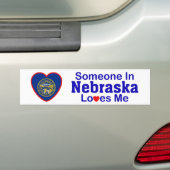 Iemand in Nebraska houdt van mij Bumpersticker (Op auto)