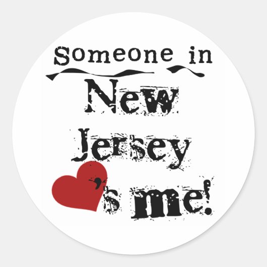 Iemand in New Jersey houdt van mij Ronde Sticker (Voorkant)