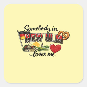 Iemand in New Ulm houdt van mij Duitse Erfgoed Vierkante Sticker