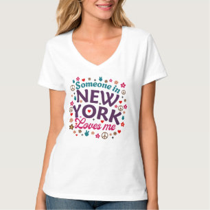 Iemand in New York houdt van mij Retro grappig ont T-shirt