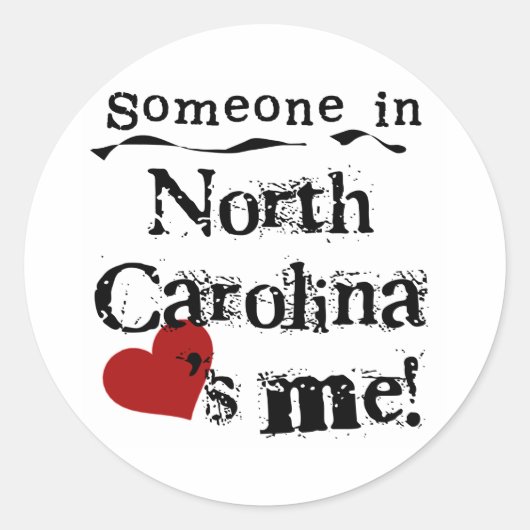 Iemand in North Carolina houdt van mij Ronde Sticker (Voorkant)