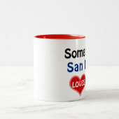 Iemand in San Diego houdt van mij Tweekleurige Koffiemok (Center)