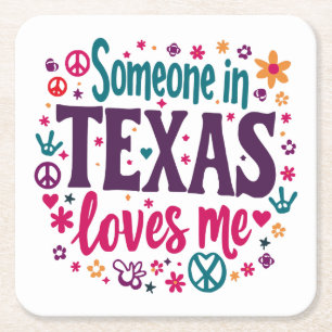 Iemand in Texas houdt van mij - Retro Texas Hippie Kartonnen Onderzetters