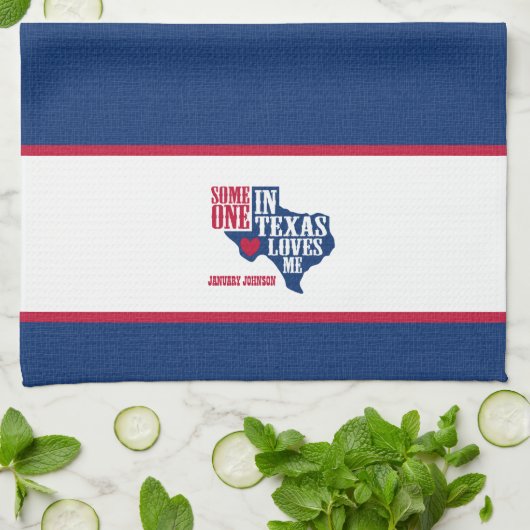 Iemand in Texas houdt van mij Theedoek (Gevouwen)