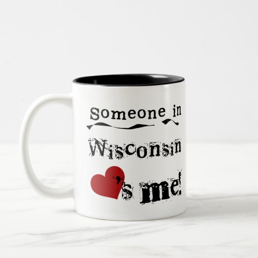 Iemand in Wisconsin houdt van mij Tweekleurige Koffiemok (Links)
