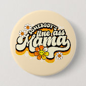 Iemand is prima mama retro groovy ronde button 7,6 cm (Voorkant)