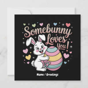Iemand Konijn Houdt Van Jou Cute Konijn Pasen Gesc Kaart