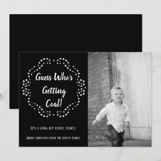 Iemand krijgt steenkool | Kerstvlakke Kaart (Voorkant / Achterkant)