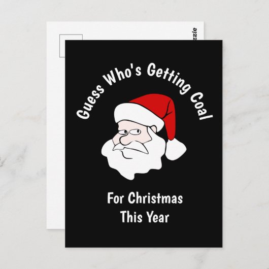 Iemand krijgt steenkool voor Kerstmis Black Briefkaart (Voorkant / Achterkant)