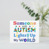 Iemand met AUTISM verlicht mijn wereld Briefkaart (Staand voorkant)