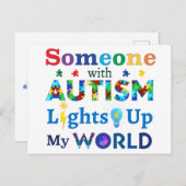 Iemand met AUTISM verlicht mijn wereld Briefkaart (Voorkant / Achterkant)