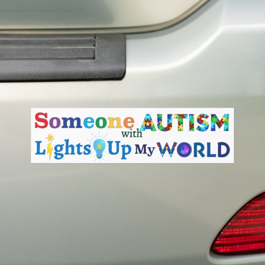 Iemand met AUTISM verlicht mijn wereld Bumpersticker (Op auto)