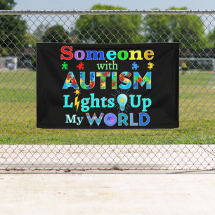 Iemand met AUTISM verlicht mijn wereld Spandoek