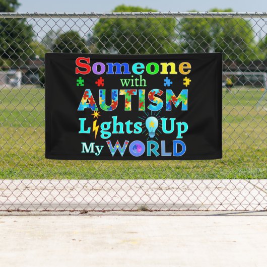 Iemand met AUTISM verlicht mijn wereld Spandoek (Insitu)