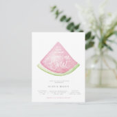 Iemand met een waterverf watermeloen-douche briefkaart (Staand voorkant)