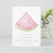 Iemand met een waterverf watermeloen voor een wate kaart (Staand voorkant)