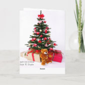 Iemand met speciale kerstkaarten feestdagen kaart (Achterkant)