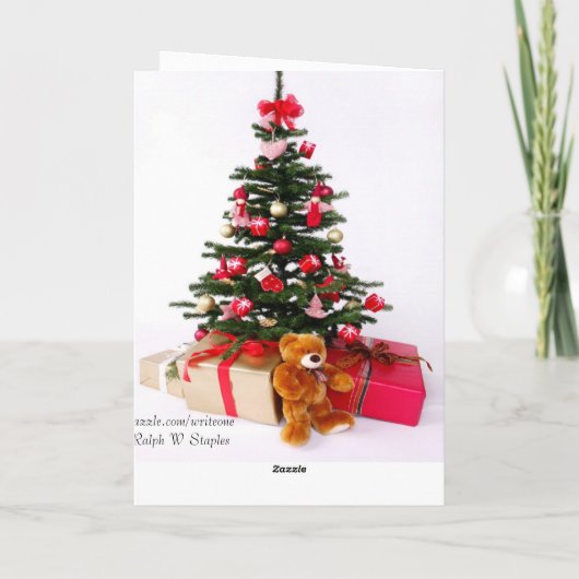 Iemand met speciale kerstkaarten feestdagen kaart (Achterkant)