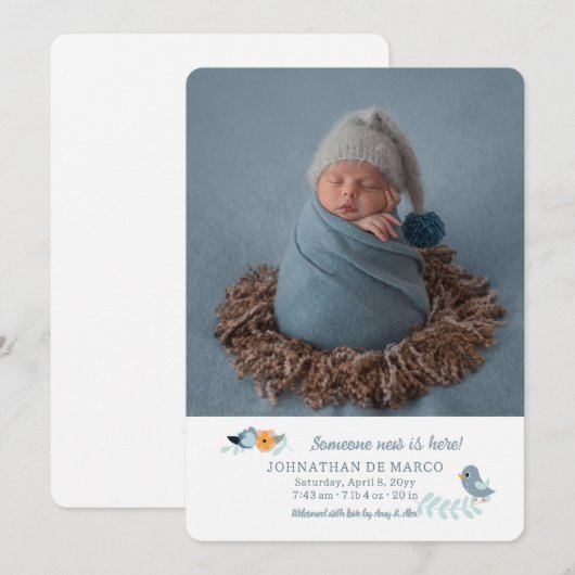 Iemand nieuw is hier Foto geboorteaankondiging Aankondiging (Voorkant / Achterkant)