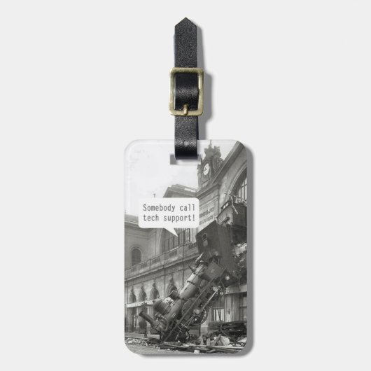 Iemand noemt Tech Support Train Wreck Bagagelabel (Voorkant verticaal)