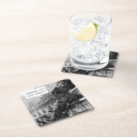 Iemand noemt Tech Support Train Wreck Kartonnen Onderzetters (Insitu)