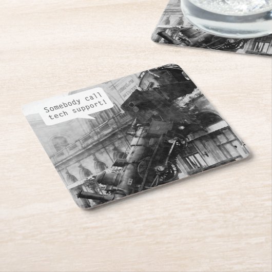 Iemand noemt Tech Support Train Wreck Kartonnen Onderzetters (Schuin)