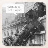 Iemand noemt Tech Support Train Wreck Kartonnen Onderzetters (Voorkant)