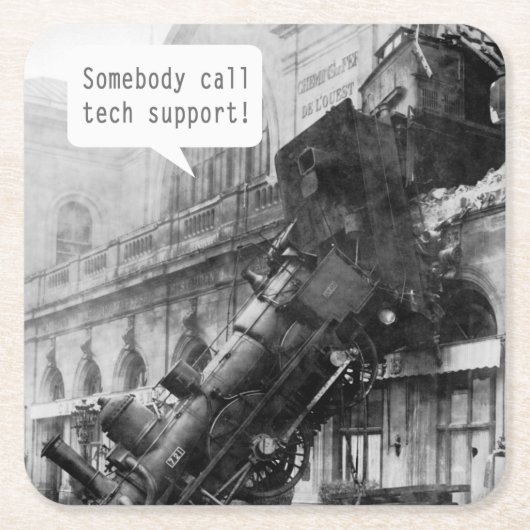 Iemand noemt Tech Support Train Wreck Kartonnen Onderzetters (Voorkant)
