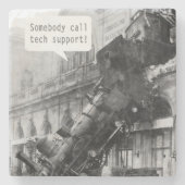 Iemand noemt Tech Support Train Wreck Stenen Onderzetter (Voorkant)