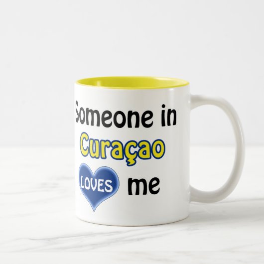Iemand op Curaçao houdt van mij Tweekleurige Koffiemok (Rechts)