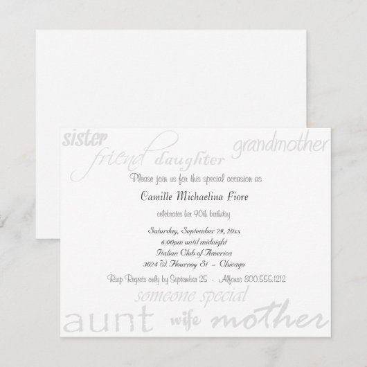 Iemand speciaal - Vrouw - uitnodiging ter gelegenh (Voorkant / Achterkant)