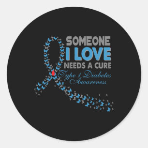 Iemand van wie ik hou, heeft een echte T1D type 1 Ronde Sticker