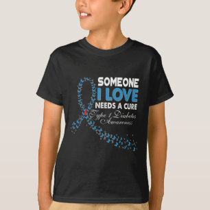 Iemand van wie ik hou, heeft een echte T1D type 1 T-shirt