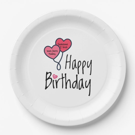 Iemand van wie ik hou, is vandaag geboren. papieren bordje (Voorkant)