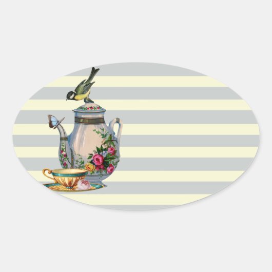 Iemand voor thee? ovale sticker (Voorkant)