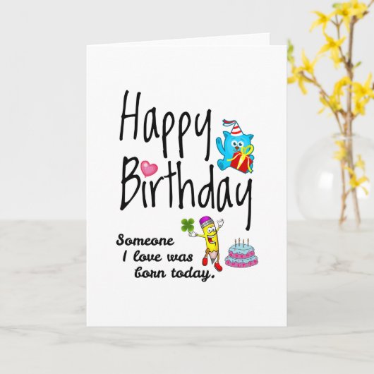 Iemand waar ik van hou, is vandaag geboren. kaart (Gele Bloem)