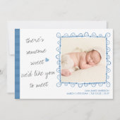 Iemand zoet om 2 Foto Baby Boy Birth te ontmoeten Aankondiging (Voorkant)